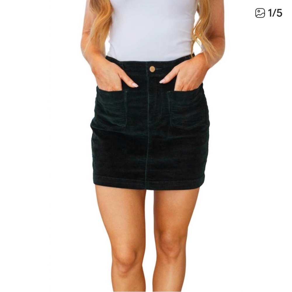 NEW JUDY‎ BLUE Corduroy Patch Pocket Skirt in Emerald Green Size 2X Plus Size